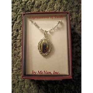 McVan Expressions of Faith Necklace- St Peregrine- Silver Tone, Color Photo- NIB
